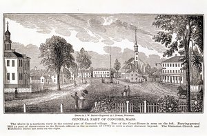 Concordin keskiosa, Massachusettsin historialliset kokoelmat, John Warner Barber, kaiverrus J. Downes, 1839