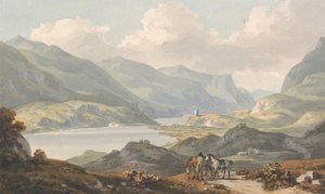 Llanberiksen järvet - tieltä Caernarfonista Llanberisiin, Caernarfonshire tekijältä John Warwick Smith