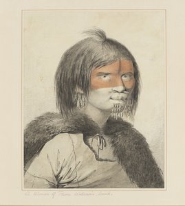 27: Prinssi Williamin äänen nainen, sarjasta akvarelleja, jotka kuvaavat kapteeni Cookin viimeistä matkaa, n. 1773-1784 tekijältä John Webber