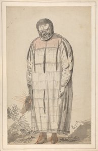 John Webberin luonnoskirjassa oleva piirros "A native male of North America". tekijältä John Webber