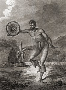 Tatuoitu tanssija perinteisessä puvussa, Havaiji, 1778 tekijältä John Webber
