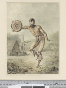 F.36 Sandwichsaarten mies, Dancing, n.1773-84 (akvarelli) tekijältä John Webber