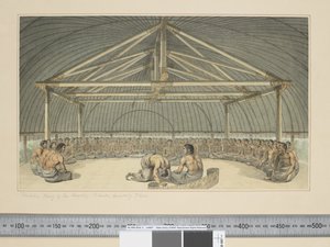 F.7 Poulaho, Ystävällisten saarten kuningas, juo Kavaa, n. 1773-84 (akvarelli) tekijältä John Webber