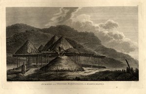 Kesä- ja talviasuntoja Kamtšatkassa matkalta Tyynellemerelle, 1785 tekijältä John Webber