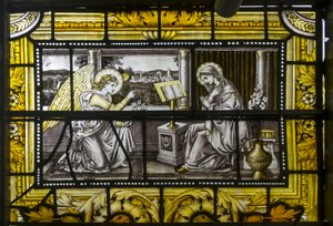 Oxford, Trinity College, James Powell & Sons, John William Brown (1842-1928), Annunciation, 1885 tekijältä John William Brown