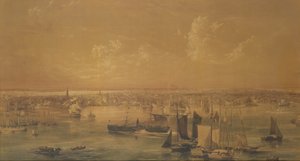 New York East Riveristä, 1852 (pesu, guassi ja grafiitti)