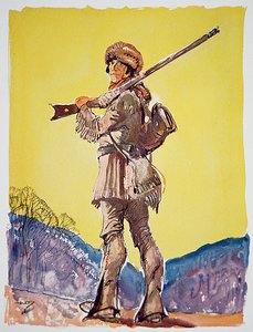 Davy Crockett (väri litho) tekijältä John William Jr. Thomason