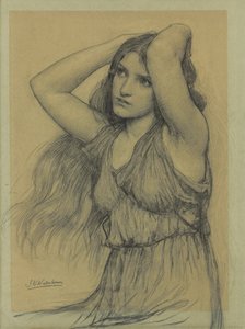 Flora (musta liitu kiillotuspaperilla) tekijältä John William Waterhouse