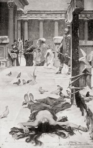 Pyhän Eulalian marttyyrikuolema, John William Waterhousen maalauksen mukaan, Hutchinsonin teoksesta History of the Nations, pub. 1915 tekijältä John William Waterhouse