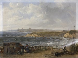 Cullercoats katsoo kohti Tynemouthia - tulvavesi tekijältä John Wilson Carmichael