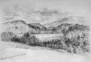 Hillbeck Embankment lähellä Bramptonia (bc ja kynä paperilla) tekijältä John Wilson Carmichael