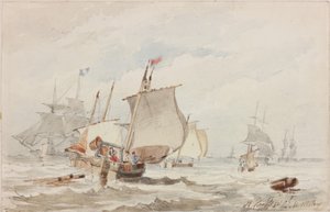 Off Hartlepool (kynä ja akvarelli paperille) tekijältä John Wilson Carmichael