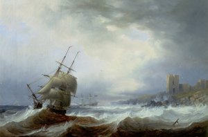 Ships Beating off a Lee Shore (öljy kankaalle) (öljy kankaalle)