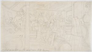 Wardroom H.M.S. Caesar (kynä paperille (jäljitys)) tekijältä John Wilson Carmichael