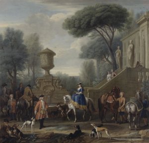 Valmistautuminen metsästykseen, n. 1740-50 (öljy kankaalle) tekijältä John Wootton