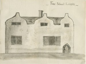 Lichfield - Grammar School: seepiapesupiirustus, nd [1784] (piirustus)