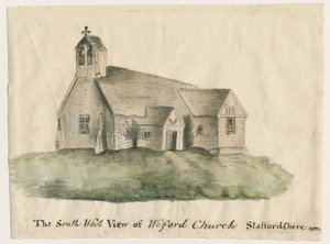 Weeford Church: akvarellimaalaus, 1782