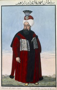 Ahmed II (1642–95) sulttaani 1691–95, teoksesta ”Sarja Turkin keisarien muotokuvia”
