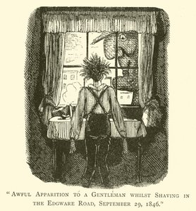 Kauhea ilmestys herrasmiehelle parranajon aikana Edgware Roadilla, 29. syyskuuta 1846 tekijältä John after Leech