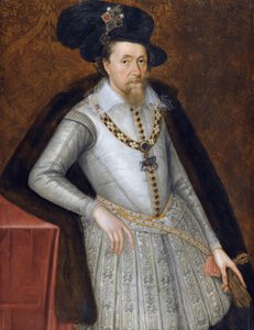 Jacques VI et Ier - Jacques Stuart - Englannin kuninkaan James I:n (1566-1625) muotokuva John De Critzistä (Decritz), vanhin (1551/2-1642), 1700-luvun alku. - Öljy puulle