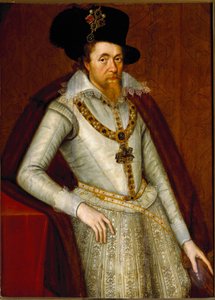 Muotokuva James I:stä Englannista ja VI:sta Skotlannista, Sukkanauharitarikunnan ritarit, n. 1610 (maalaus)