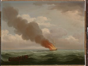 Luxborough Galley" paloi melkein pohjaan, 25. kesäkuuta 1727. tekijältä John the Elder Cleveley