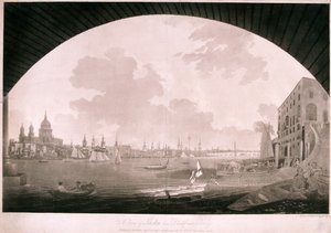Lontoon kaupunki Blackfriars Bridgeltä, 1795