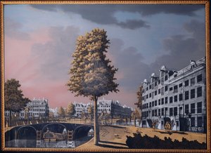 Näkymä Herengrachtiin, josta on näkymät Binnenamstelille ja Nieuwe Herengrachtille, Amsterdam, 1776 tekijältä Jonas Zeuner