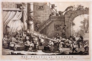 Poliittinen klusteri, William Hogarthin vedos, 1757 tekijältä Jonathan Swift