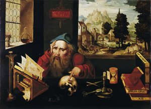 Pyhä Hieronymus sellissään, 1520-luku tekijältä Joos van Cleve