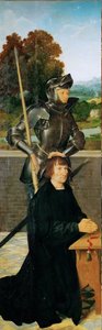 Varhainen hollantilainen taide : Saint George ja Donor (siipialttari, vasen paneeli) par Cleve, Joos van (n. 1485-1540), n. 1530. Öljy puulle, 94,5x30. Taidehistoriallinen museo, Vienne tekijältä Joos van Cleve