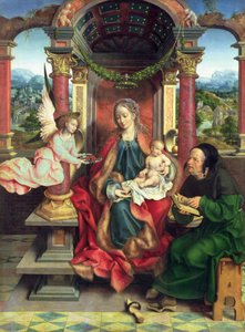 Pyhä perhe, triptyykin keskipaneeli, n. 1530 (paneeli) tekijältä Joos van Cleve