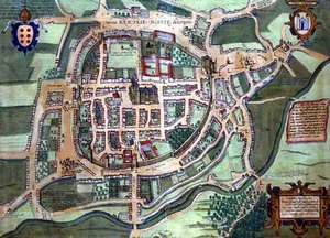 Bracin kartta, Georg Braunin (1541-1622) ja Frans Hogenbergin (1535-90) Civitates Orbis Terrarum -teoksesta, n. 1572 (värinen kaiverrus) tekijältä Joris (after) Hoefnagel