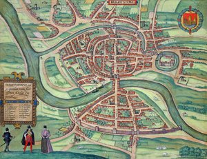 Bristolin kartta, Georg Braunin (1541-1622) ja Frans Hogenbergin (1535-90) Cities of the World -julkaisusta n. 1572-1617