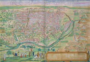 Kairon kartta, Georg Braunin (1541-1622) ja Frans Hogenbergin (1535-90) "Maailman kaupungeista" n. 1572