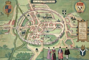 Canterburyn kartta, Georg Braunin (1541-1622) ja Frans Hognenbergin (1535-90) julkaisusta "Maailman kaupungit" n. 1572-1617