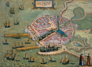 Flissingan kartta, Georg Braunin (1541-1622) ja Frans Hogenbergin (1535-90) Civitates Orbis Terrarum -julkaisusta c.1572-1617 tekijältä Joris Hoefnagel