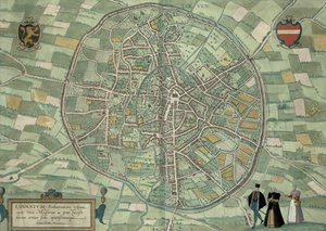 Louvainin kartta, Georg Braunin (1541-1622) ja Frans Hogenbergin (1535-90) julkaisusta "Maailman kaupungit" n. 1572-1617