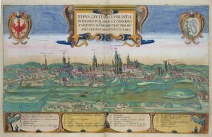 Lublinin kartta, Georg Braunin (1541-1622) ja Frans Hogenbergin (1535-90) Civitates Orbis Terrarum -julkaisusta c.1572-1617