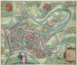 Luxemburgin kartta, Georg Braunin (1541-1622) ja Frans Hogenbergin (1535-90) Civitates Orbis Terrarum -julkaisusta c.1572-1617