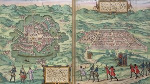 Georg Braunin (1541-1622) ja Frans Hogenbergin (1535-90) "Civitates Orbis Terrarum" -kartta Meksikosta ja Cuzcosta, noin 1572. tekijältä Joris Hoefnagel