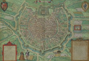 Milanon kartta, Georg Braunin (1541-1622) ja Frans Hogenburgin (1535-90) Civitates Orbis Terrarum -teoksesta, n. 1572