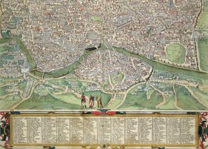 Rooman kartta, Georg Braunin (1541-1622) ja Frans Hogenbergin (1535-90) Civitates Orbis Terrarumista n. 1572-1617 (katso 138955)