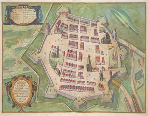 Zamoscin kartta, Georg Braunin (1541-1622) ja Frans Hogenbergin (1535-90) Civitates Orbis Terrarum -julkaisusta c.1572-1617