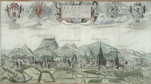 Näkymä Leopolikseen Georg Braunin (1541-1622) ja Frans Hogenbergin (1535-90) Civitates Orbis Terrarumista tekijältä Joris Hoefnagel