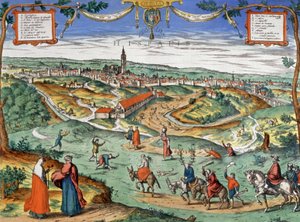 Näkymä Sevillasta, n. 1550 (kaiverrus) tekijältä Joris Hoefnagel