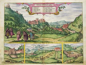 Näkymä Alhambrasta, Georg Braunin (1541-1622) ja Frans Hogenbergin (1535-90) teoksesta "Civitates Orbis Terrarum", 1564. tekijältä Joris Hoefnagel