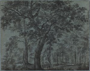 Woods at Night with Travelers