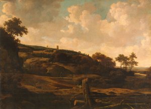 Vuoristomaisema ja raunio, n.1650-1699 (öljy kankaalle) tekijältä Joris van der Haagen or Hagen