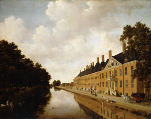 Näkymä Princessgrachtista, Haagista, kohti Bezuidenhoutsewegiä ja Post Singelgrachtia, n. 1660 tekijältä Joris van der Hagen